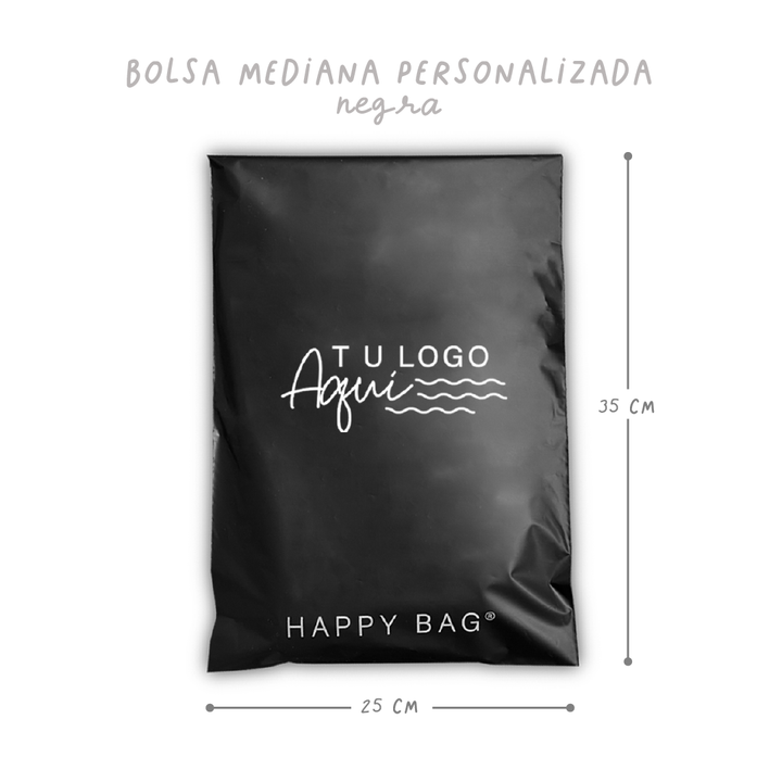 Happy Bag bolsa  mediana negra personalizada 25x35 cm
