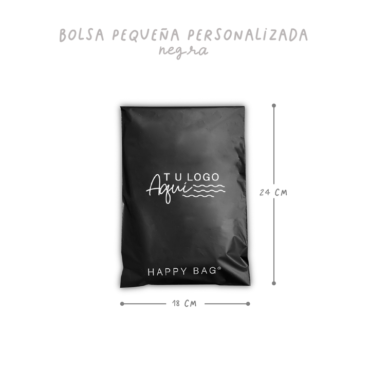 Happy Bag bolsa pequeña negra personalizada 18x25 cm