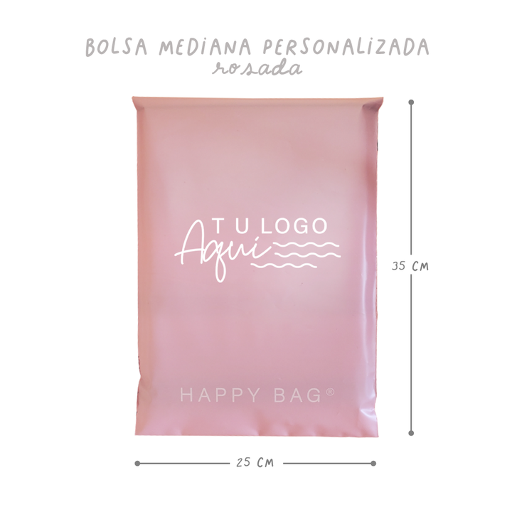 Happy Bag bolsa  mediana rosada personalizada 25x35 cm