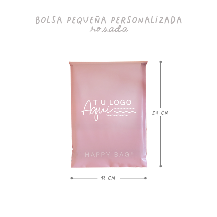 Happy Bag bolsa pequeña rosada personalizada 18x25 cm